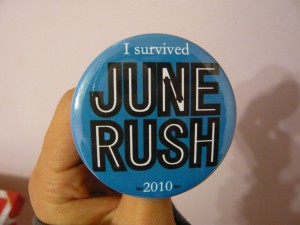 Pretty Buttoner: June Rush Button in Teal for Bea