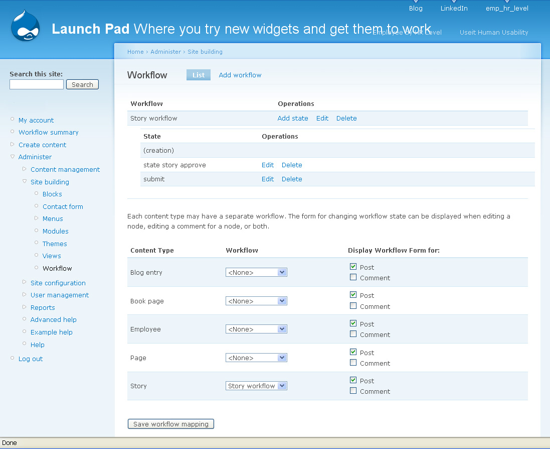 Drupal 6 Workflow screencap: Workflow for Stories