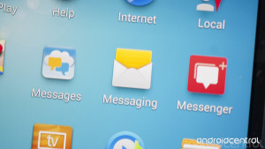 Google Plus Messenger red icon with white caption and a white plus sign. What is this app?