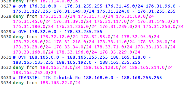 Gedit adding highlight mode for .htaccess: IP bans.