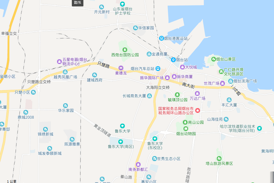 Shandong Province, Yantai City, Ludong University, from Baidu Maps