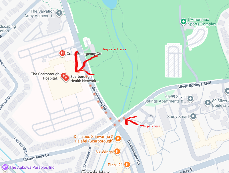 Scarborough Grace Hospital, Google Maps, arrows by Don Tai